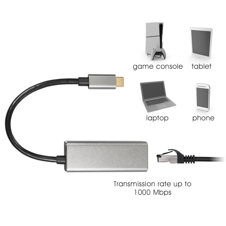 Ethernet Adapter USB-C auf RJ45, bis zu 1 Gbit/s