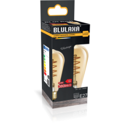 Blulaxa LED Filament Vintage Lampe Edison ST64 E27, 5W, 250lm, 1800K superwarmweiß