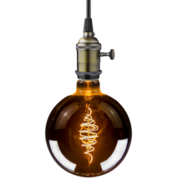 Blulaxa LED Filament Vintage Lampe Smoky Globeform E27, 8,5W, 200lm, 1800K superwarmweiß, XXL L283mm ø200mm