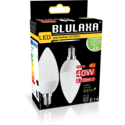 Blulaxa LED Lampe 5W/827, Kerzenform E14, 5W 470lm, 2700 K warmweiß, 2er Pack