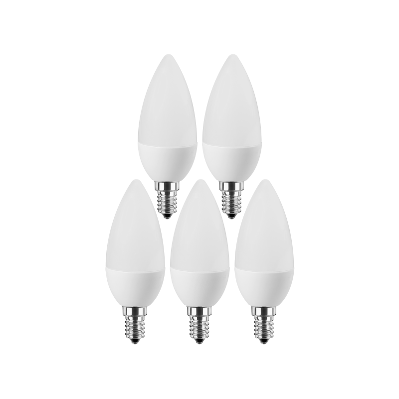 Blulaxa LED Lampe 5W/827, Kerzenform E14, 5W 470lm, 2700 K warmweiß, 5er Pack