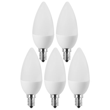 Blulaxa LED Lampe 5W/827, Kerzenform E14, 5W 470lm, 2700 K warmweiß, 5er Pack