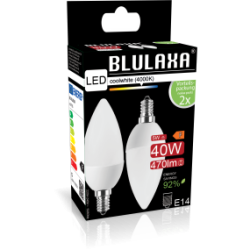 Blulaxa LED Lampe 5W/840, Kerzenform E14, 5W 470lm, 4000 K kaltweiß, 2er Pack