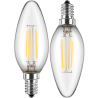 Blulaxa LED Filament Lampe 4.5W/827, Kerzenform E14, 4.5W 470lm, 2700 K warmweiß, 2er Pack