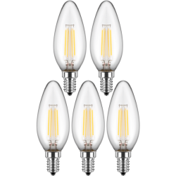 Blulaxa LED Filament Lampe 4.5W/827, Kerzenform E14, 4.5W 470lm, 2700 K warmweiß, 5er Pack