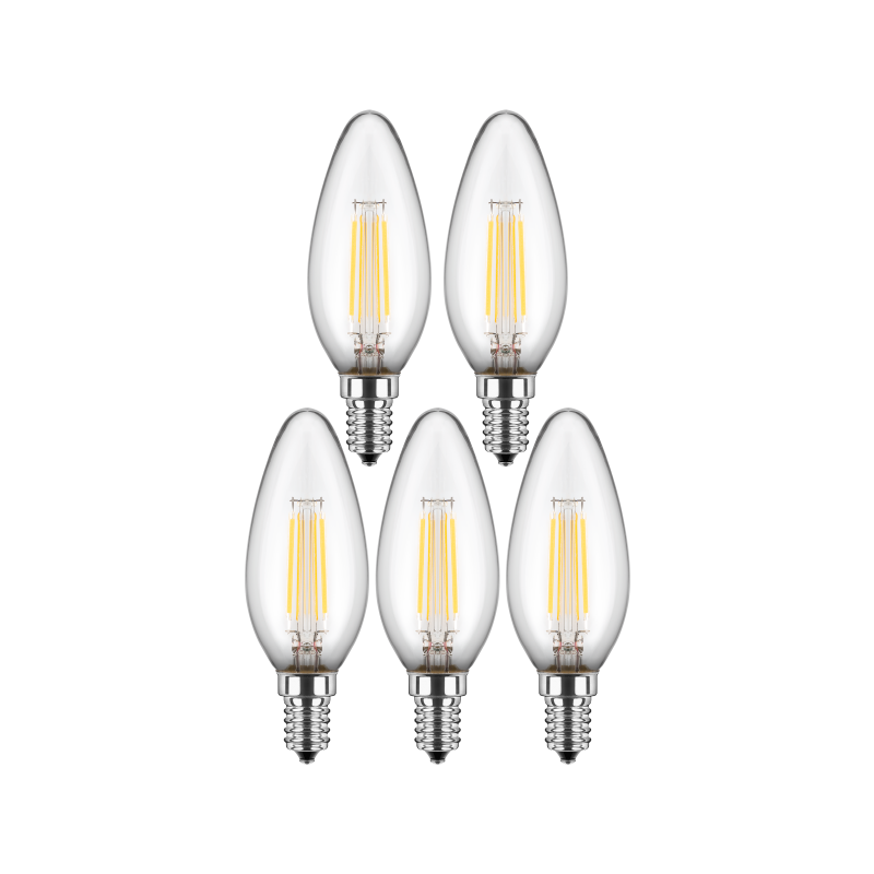 Blulaxa LED Filament Lampe 4.5W/827, Kerzenform E14, 4.5W 470lm, 2700 K warmweiß, 5er Pack