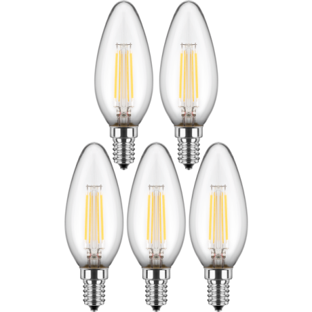 Blulaxa LED Filament Lampe 4.5W/827, Kerzenform E14, 4.5W 470lm, 2700 K warmweiß, 5er Pack