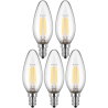 Blulaxa LED Filament Lampe 4.5W/827, Kerzenform E14, 4.5W 470lm, 2700 K warmweiß, 5er Pack