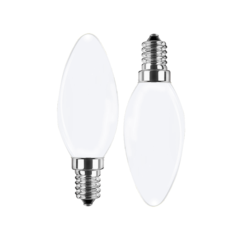 Blulaxa LED Filament Lampe 4.5W/827, Kerzenform E14, 4.5W 470lm, 2700 K warmweiß, opal, 2er Pack