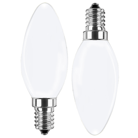 Blulaxa LED Filament Lampe 4.5W/827, Kerzenform E14, 4.5W 470lm, 2700 K warmweiß, opal, 2er Pack