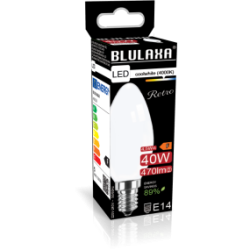 Blulaxa LED Filament Lampe 4.5W/840, Kerzenform E14, 4.5W 470lm, 4000 K kaltweiß, opal