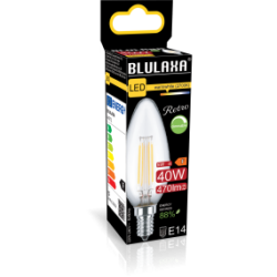 Blulaxa LED Filament Lampe 5W/827, Kerzenform E14, 5W 470lm, 2700 K warmweiß, Dimmbar