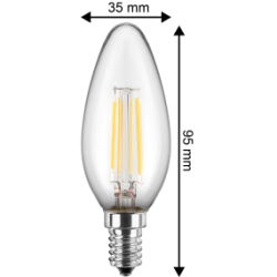 Blulaxa LED Filament Lampe 4.5W/840, Kerzenform E14, 4.5W 470lm, 4000 K kaltweiß, 2er Pack