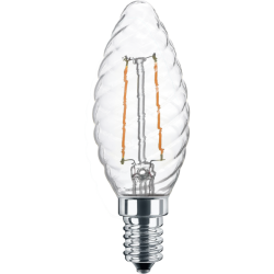 Blulaxa LED Filament Lampe 2.5W/827, Kerzenform gedreht E14, 2.5W 250lm, 2700 K warmweiß