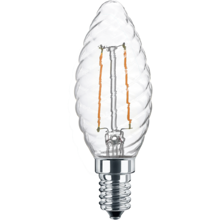 Blulaxa LED Filament Lampe 2.5W/827, Kerzenform gedreht E14, 2.5W 250lm, 2700 K warmweiß