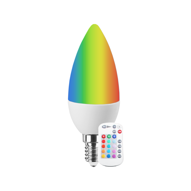 Blulaxa LED SMD Lampe Kerzenform E14, 5,5W, 470lm, RGB+warmweiß, dimmbar mit Fernbedienung