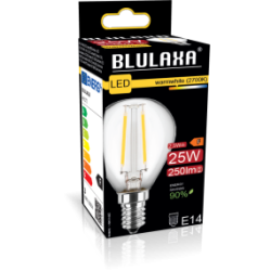Blulaxa LED Filament MiniGlobe Lampe 2.5W/827, E27 2.5W 250lm, 2700 K warmweiß