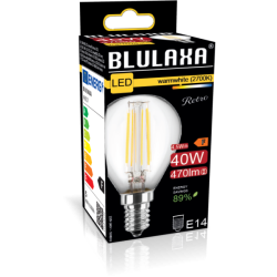 Blulaxa LED Filament MiniGlobe Lampe 4.5W/827, E27 4.5W 470lm, 2700 K warmweiß