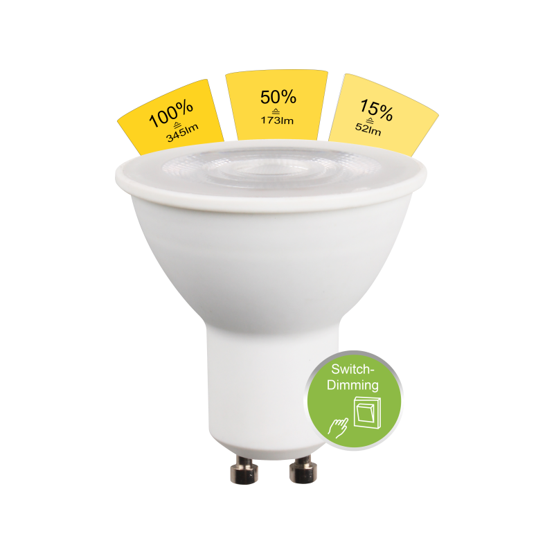 Blulaxa LED Strahler GU10, 36°, 4,7W, 345lm, warmweiß Switch, Dimmbar