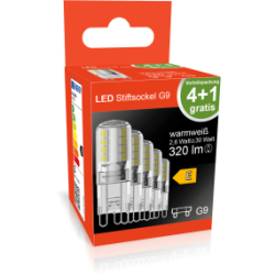 Blulaxa LED Stiftsockellampe G9, 2,6W, 320lm, 2700K warmweiß, 5er Pack
