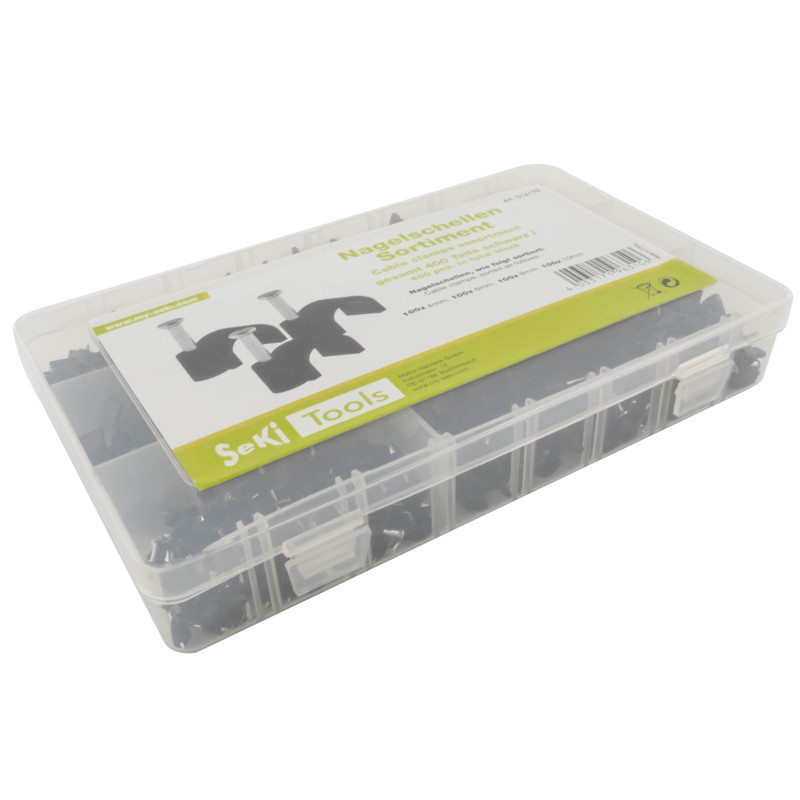 Seki Nagelschellen Sortiment, schwarz, 4x 100 Stück