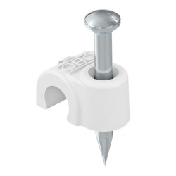OBO Bettermann 2006 25 Nagelschelle Iso Nagel-Clip 6mm, Nagellänge: 25mm, reinweiß RAL7035, 100 Stück
