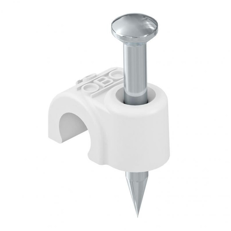 OBO Bettermann 2006 25 Nagelschelle Iso Nagel-Clip 6mm, Nagellänge: 25mm, reinweiß RAL7035, 100 Stück
