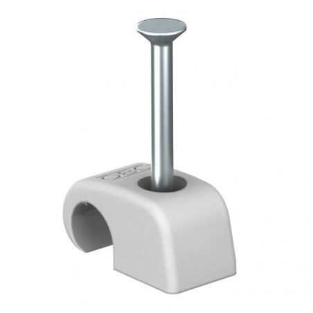 OBO Bettermann 2026 25 Nagelschelle Haft-Clip 7-12mm, Nagellänge: 25mm, lichtgrau RAL7035, 100 Stück