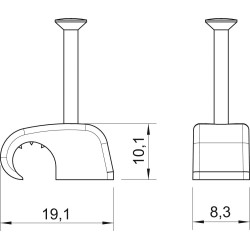 OBO Bettermann 2026 25 Nagelschelle Haft-Clip 7-12mm, Nagellänge: 25mm, lichtgrau RAL7035, 300 Stück