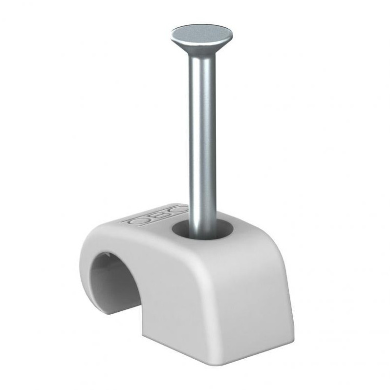 OBO Bettermann 2026 25 Nagelschelle Haft-Clip 7-12mm, Nagellänge: 25mm, lichtgrau RAL7035, 300 Stück