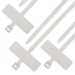 SeKi Kabelbinder mit Textschild 100 x 2,5mm, weiss, 100 Stück