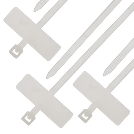 SeKi Kabelbinder mit Textschild 110 x 2,5mm, weiss, 100 Stück
