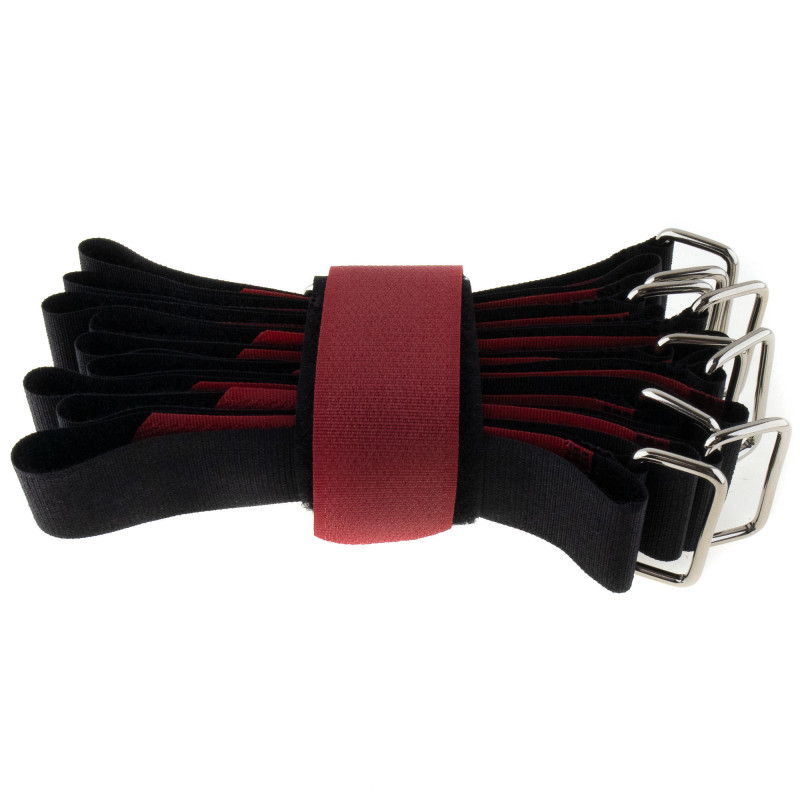 SeKi Klettbinder 400x30, schwarz/rot, gekreuzt, 10 Stück