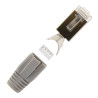 RJ45 Netzwerkstecker mit Zugentlastung, Einführhilfe und Tülle, im 10er Set, grau