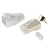 RJ45 Netzwerkstecker mit Zugentlastung, Einführhilfe und Tülle, im 10er Set, weiß