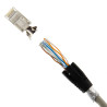 RJ45 Netzwerkstecker mit Zugentlastung, Einführhilfe und Tülle, im 10er Set, schwarz