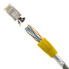 RJ45 Netzwerkstecker mit Zugentlastung, Einführhilfe und Tülle, im 10er Set, gelb