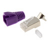 RJ45 Netzwerkstecker mit Zugentlastung, Einführhilfe und Tülle, im 10er Set, lila