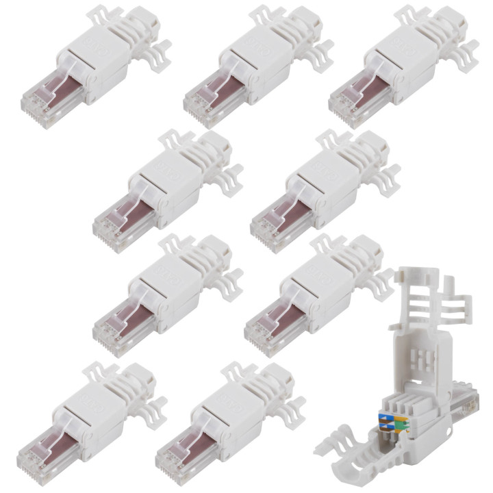 RJ45-Stecker, werkzeuglos, Cat 6 UTP, 10 Stück