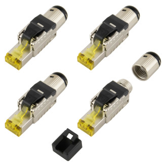 RJ45-Stecker STP HQ, werkzeuglos, CAT 8.1, 4 Stück