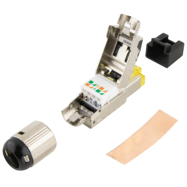 RJ45-Stecker STP HQ, werkzeuglos, CAT 8.1, 4 Stück
