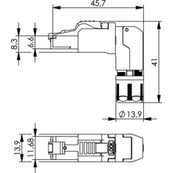 Telegärtner MFP8 RJ45-Stecker, feldkonfektionierbar 100023061, gewinkelter Stecker