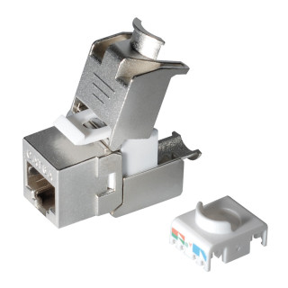 Keystone RJ45 Buchse, CAT 6A, geschirmt, werkzeuglose Montage