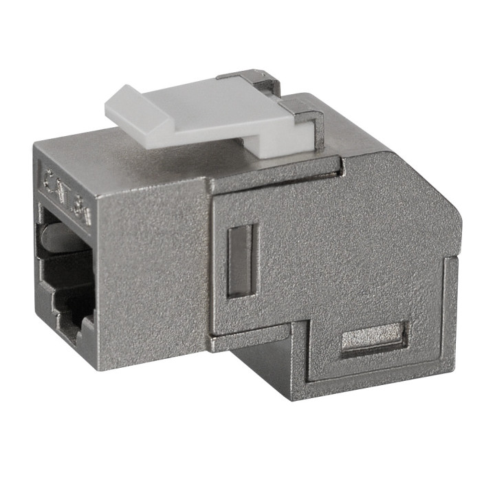 RJ45 Verbinder, Inline Koppler Cat 6A, STP, 90° Winkel