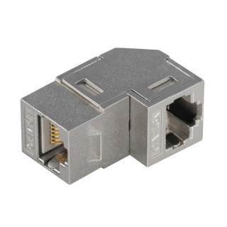 RJ45 Verbinder, Inline Koppler Cat 6A, STP, 90° Winkel