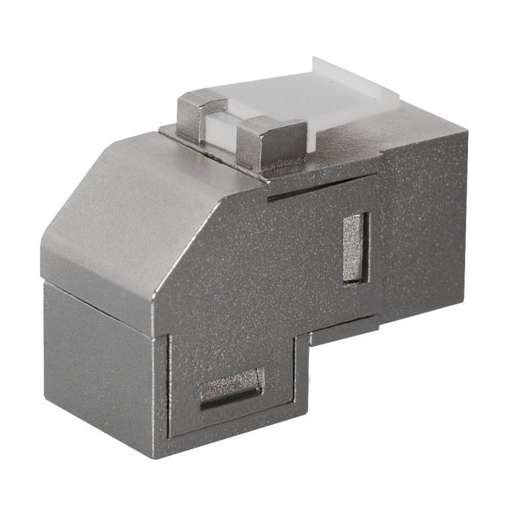RJ45 Verbinder, Inline Koppler Cat 6A, STP, 90° Winkel