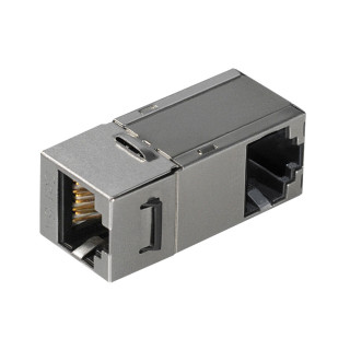 Kopie von RJ45 Verbinder, Inline Koppler Cat 6A, STP, 90° Winkel