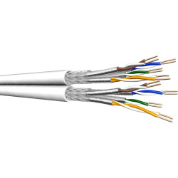 DRAKA UCHOME, 2x4P, Duplex Netzwerkkabel halogenfrei, AWG26, Cat7, SFT/P, weiß, 100m