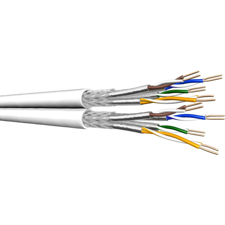 DRAKA UCHOME, 2x4P, Duplex Netzwerkkabel halogenfrei, AWG26, Cat7, SFT/P, weiß, 100m