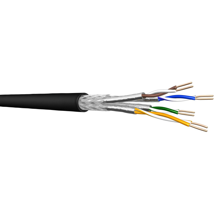 DRAKA UC900, 4P, HS23, Netzwerkkabel halogenfrei, AWG23, Cat7, SFT/P, schwarz, Meterware, geeignet für direkte Erdverlegung